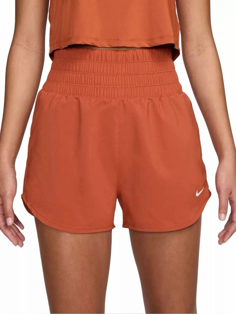 Women's Nike One Dri-FIT Ultra High-Waisted 3" Brief-Lined Shorts Orange XS